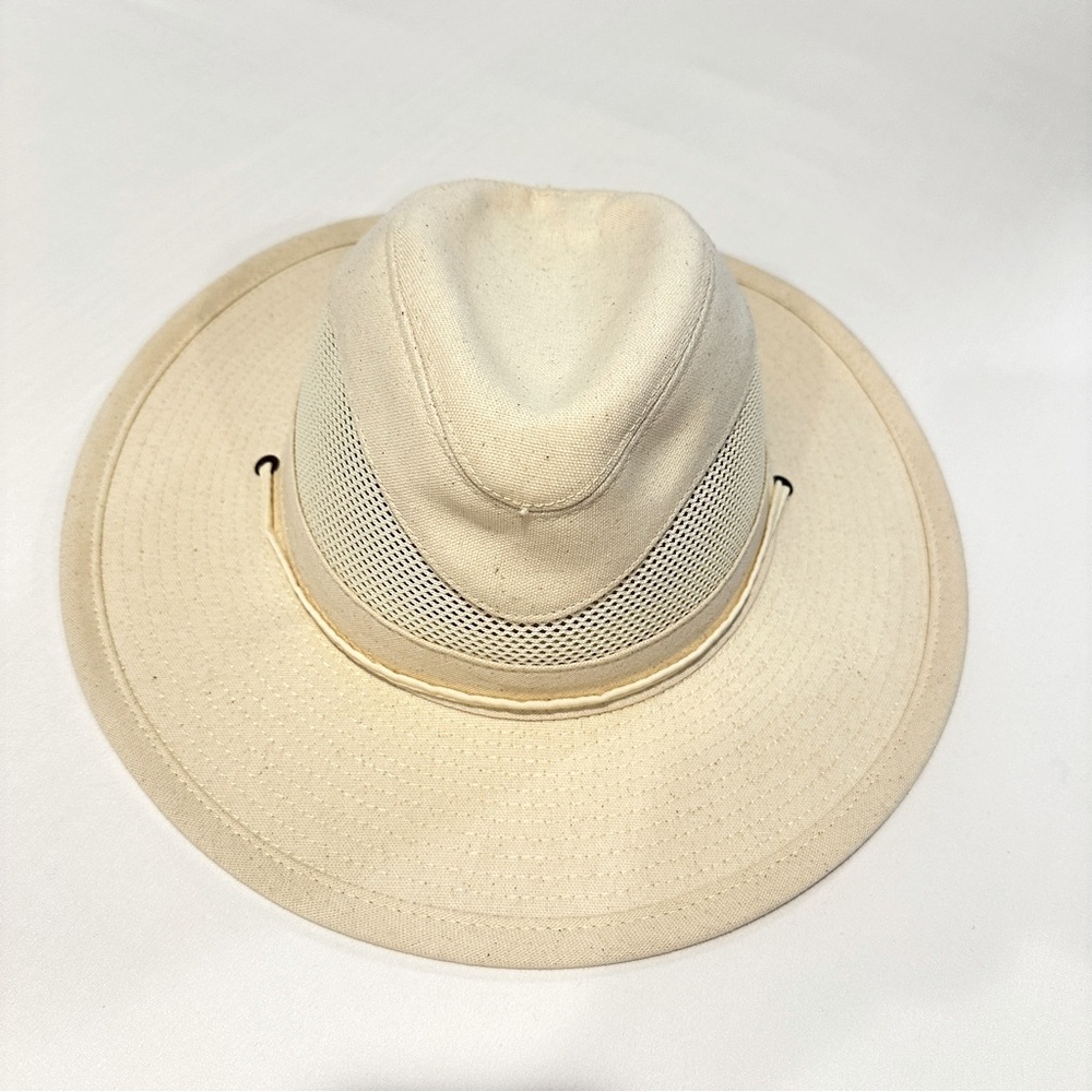 Henschel Neutral Canvas & Mesh Sun Hat with Adjustable Strap L